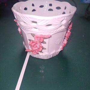 Vintage Bloom Rite Ceramic Planter with Roses